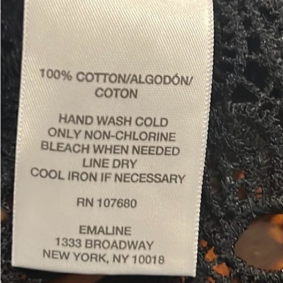 Emaline women black cotton open front 3/4 sleeve flower cardigan 2X - Picture 6 of 7